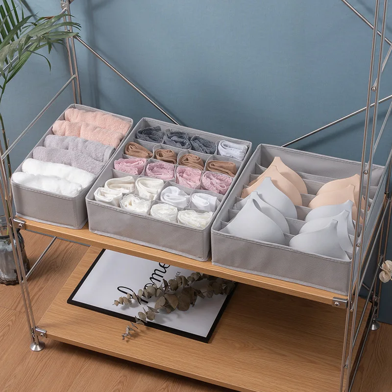 

3Pcs Storage Box Non-Woven Fabric Underwear Organizer Foldable Closet Drawer Divider Panties Bras Socks Ties Home Room Durable