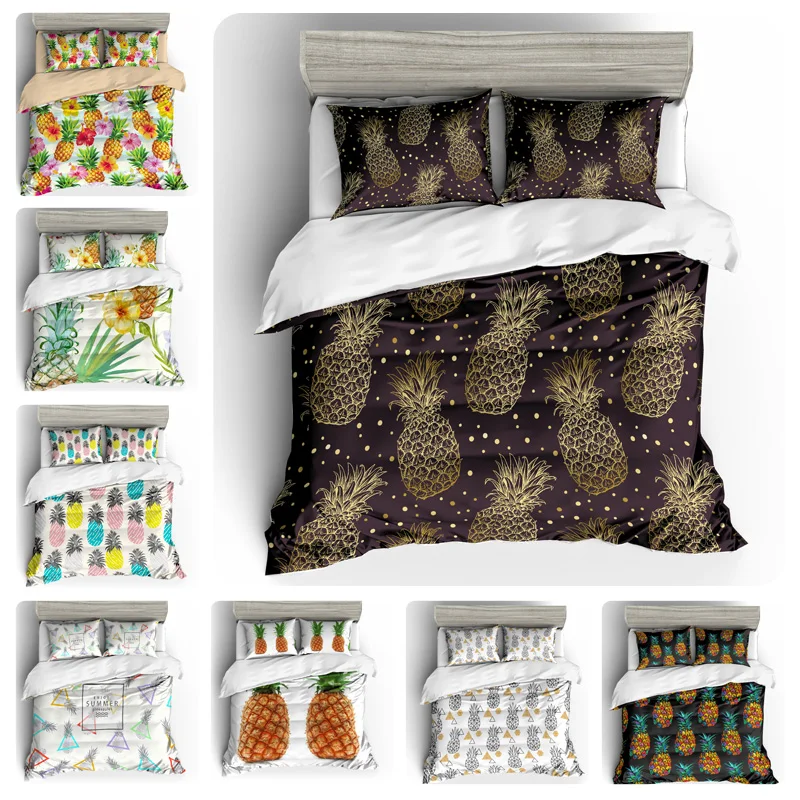 

Cute Pineapple Fruit Bedding Set Duvet Cover Sets Soft Bed Linen Pillowcase Home Textile DropShipping