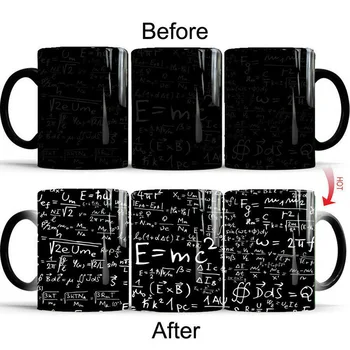 

New 350mL Mathematical Fun Calculus Formula Mug Color Change Ceramic Coffee Cup Heat Reveal Magic Mug Creative Gifts