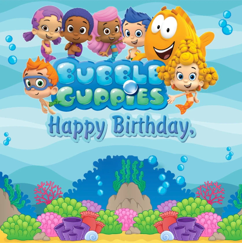 Arriere Plan En Vinyle Pour Studio Photo Bulle De Mer Bleue Guppies Joyeux Anniversaire Coraux Bash Poisson Personnalise 240cm X 240cm 8x8 Pieds Aliexpress Electronique