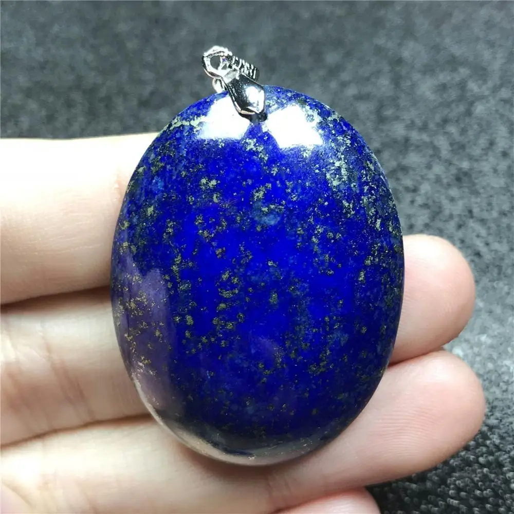 

Natural Blue Lapis Pendant For Women Lady Men Egg Shape Crystal Stone Silver 39x30x8mm Beads Necklace Pendant Jewelry AAAAA