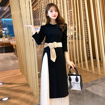

Knitting Sweater Elastic Waist Mesh Long Skirt 2 Piece Set Women Autumn Winter Set Elegant Office Sweet Vintage Pull Femme