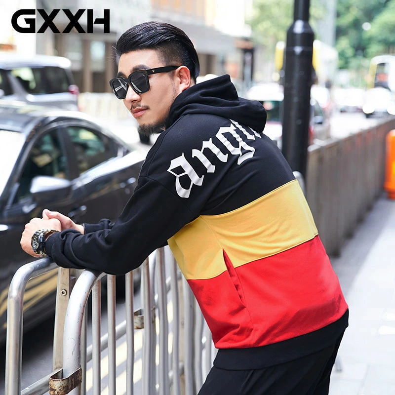 GXXH Плюс Размер 7XL 6XL Осень Мужской Повседневный пуловер с капюшоном свитшоты свободная уличная черно-желто-красная толстовка с капюшоном