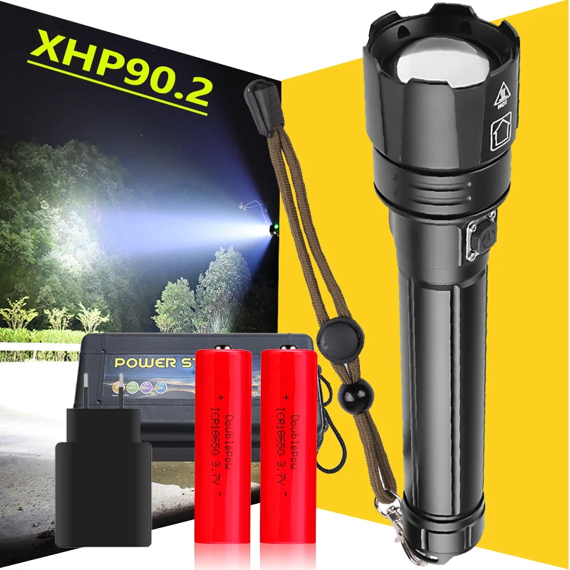 

2020 NEWEST XHP90.2 LED Flashlight 18650 USB Rechargeable XHP70 Tactical Light 18650 Zoom Camp Torch XHP50 Gift