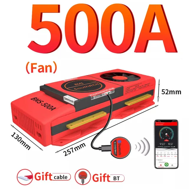 Smart BMS 4S LiFePo4 12V 24V 36V 48V 30A~500A Li-Ion LTO 3S 7S 8S 10S 12S 13S 16S 24S bms balance board bluetooth APP for solar 500A-Fan
