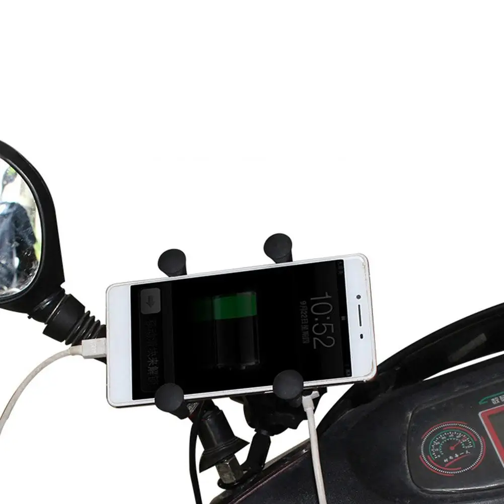 

Motorcycle Scooter Handlebar Mobile Phone Mount Stand Bracket Holder USB Charger