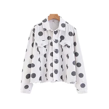 

New Harajuku Denim Jacket Women Hole Long Sleeve Jeans Jacket Women Leopard Cartoon Printing Oversize Boyfriend Jackets Overalls