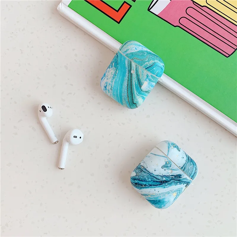 Luxury Ocean Waves Marble Pattern Case For Apple Airpods Cover Soft Silicone Bluetooth Earphone Protective Case For air pods 2 1