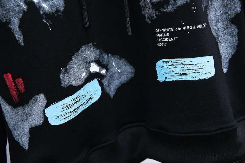 19ss Off-White OW кисть краска стрелка для мужчин и женщин для влюбленных Модная хлопковая Повседневная Толстовка с капюшоном свободная Куртка Пуловер