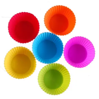 

New 24PCS Silicone Baking Cups Cupcake Liners Muffin Cups Non-Stick Molds Reusable 6 Color