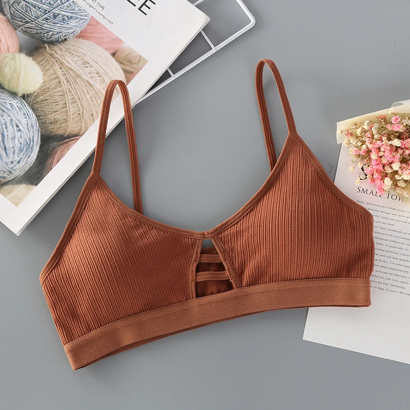 

2019 Explosion Threaded Cotton Breast Hollow Out Breathable Comfortable Wrapped Chest Tube Top Solid Color Ladies Bra