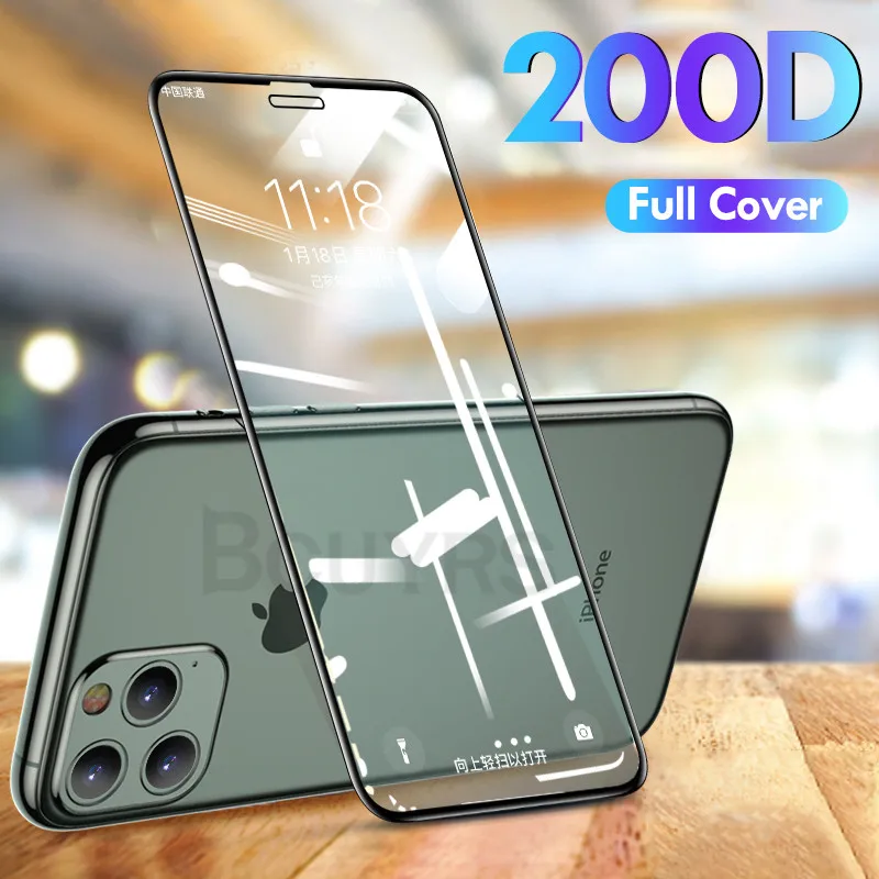 

200D Full Cover Tempered Glass For iPhone 11 Pro Max X XS Max XR Screen Protector Glass On For iPhone 6 6s 7 8 Plus X Glass Film