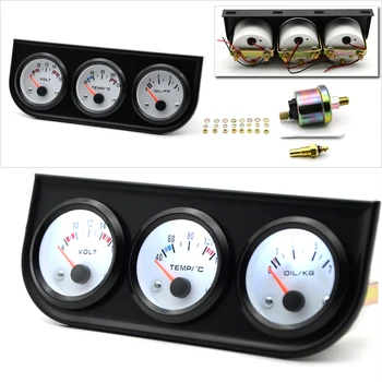 

Monitoring Triple Gauge Kit Truck Measuring Accessories Set Spare Parts Electrical Voltmeter DC 12V Sensor Black