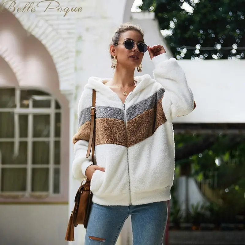 Belle Poque лоскутные куртки с капюшоном осеннее зимнее пальто женское модное повседневное плотное теплое пальто Мягкие короткие куртки для женщин