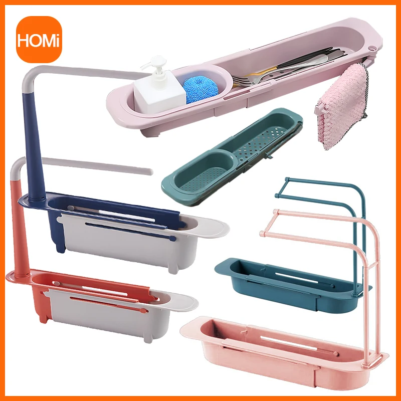Telescopic Sink Rack Storage Shelf Kitchen Organizers Sponge Soab Holder Sinks Drain Basket Home Accessories Supplies Gadgets | Дом и сад