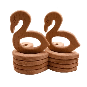 

10pcs Cartoon Swan Baby Wooden Teether Beech Wood Teething Toys Montessori Inspired Nursing Pendant Baby Teether diy