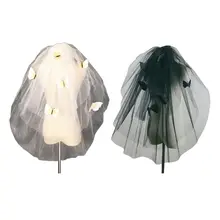 Готический Стиль 3 слоя женская свадебная вуаль бабочка декор тюль сетка с гребнем