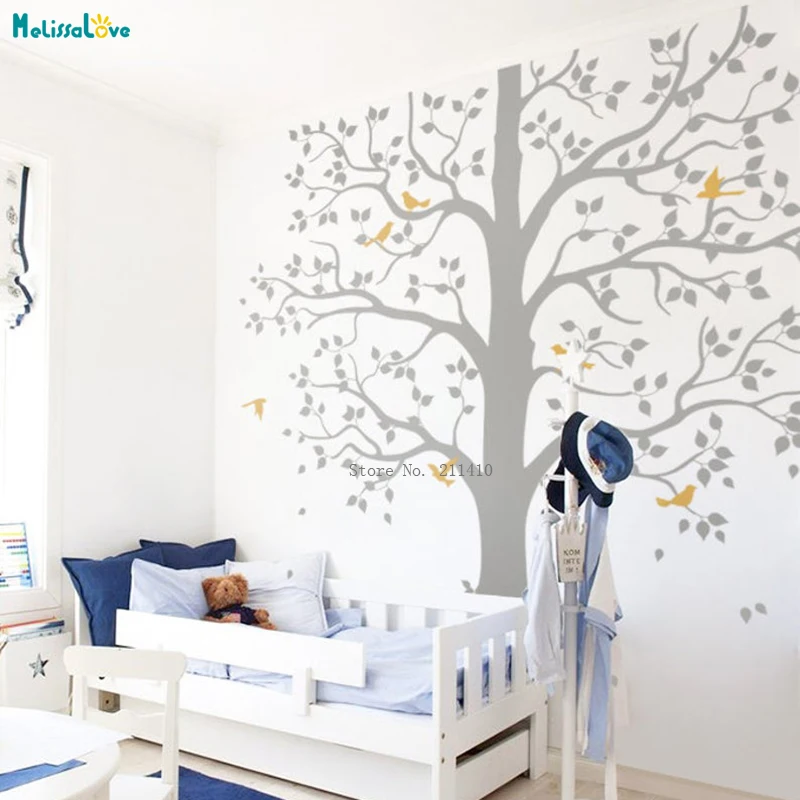 Large Colorful Elephant Bird Tree Wall decal Removable sticker kids nursery deco 