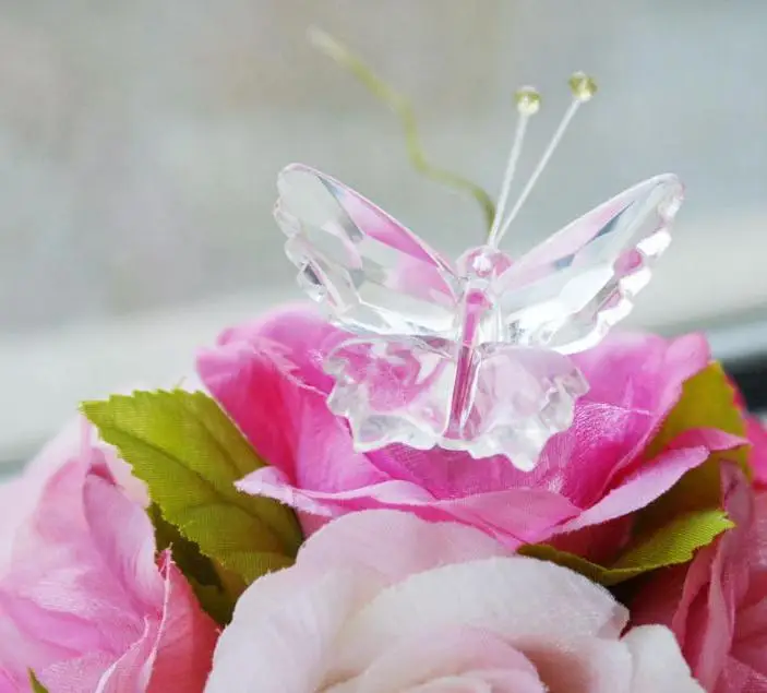 80pcs Crystal Butterfly Figurine Paperweight Wedding Favor Collectibles Gifts Baby Shower Favors