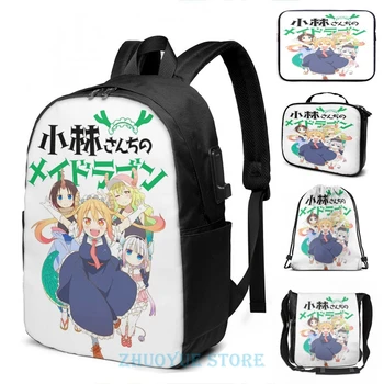 

Funny Graphic print Miss Kobayashi's Dragon Maid USB Charge Backpack men School bags Women bag Travel laptop bag