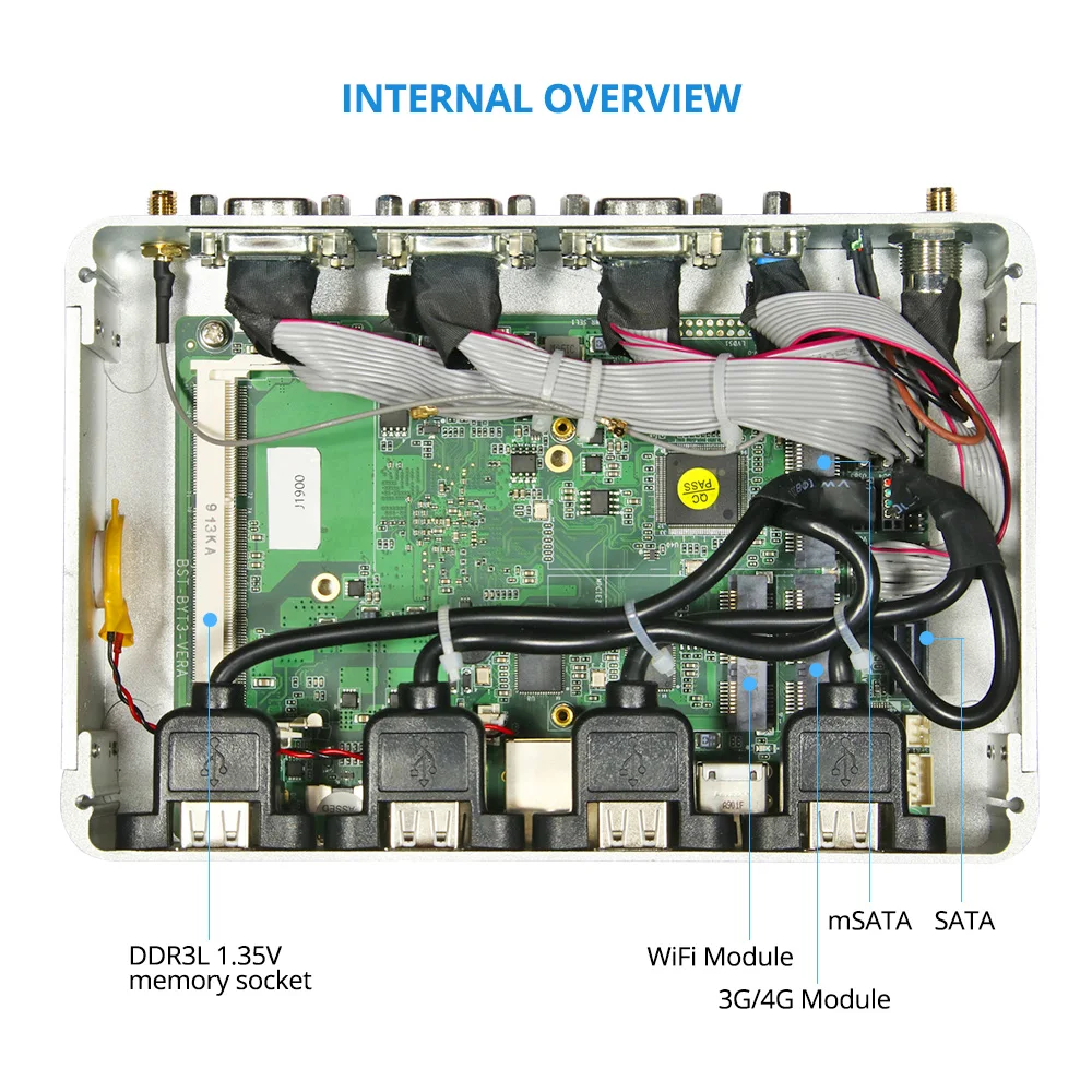 XCY X39G Intel Celeron J1900 Мини ПК 6xRS232 8xusb 2xlan HDMI VGA Wi-Fi 3g/4 аппарат не привязан к оператору сотовой связи без вентилятора, микро промышленный ПК, Windows, Linux