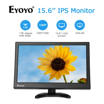 

Eyoyo EM15Y 15.6" FHD 1080P IPS monitor BNC HDMI TV Computer Display PC LCD Screen Moniteur with VGA AV For CCTV Security Camera