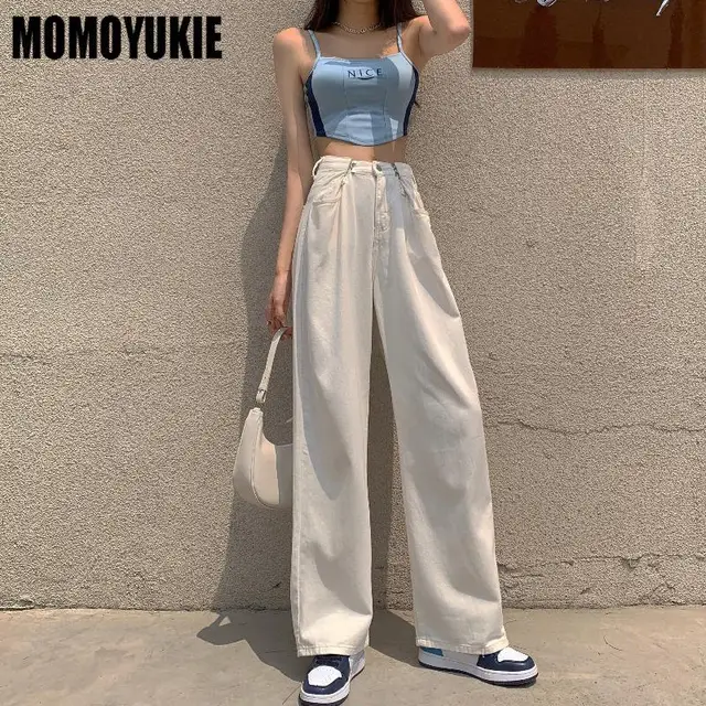 Fashion Loose Jeans For Women High Waist Stretch Wide Leg Femme Trousers Casual Comfort Denim Mom Pants 2021 Washed Jean Pants 6