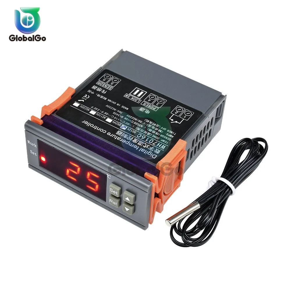 

WH7016C LED Digital Control Thermostat Temperature Microcomputer Switch Thermometer Thermoregulator Sensor For Freezer