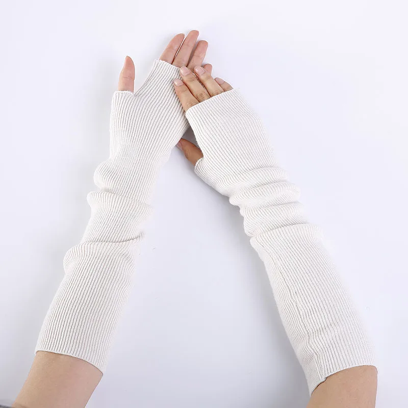 Новые женские зимние высококачественные длинные перчатки DIY тонкая шерсть вязание теплые митенки без пальцев женские перчатки для женщин