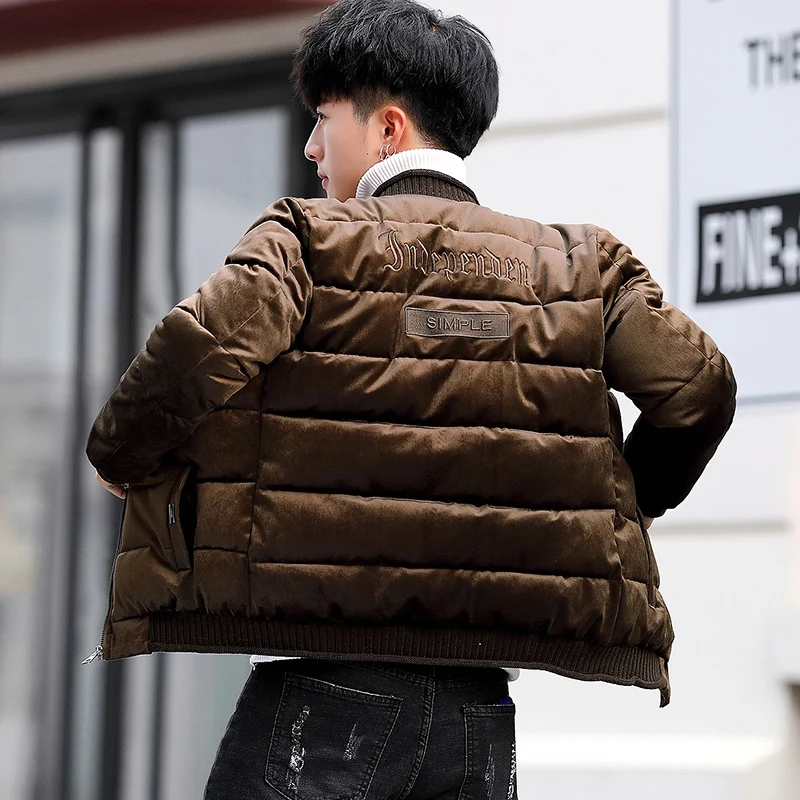 2019 winter new cotton coat men's gold velvet Casual suit collar jacket youth short Thick Chinese Style Black Dark Grey 2019 winter new cotton coat men's gold velvet Casual suit collar jacket youth short Thick Chinese Style Black Dark Grey