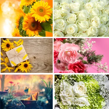 

Vinyl Custom Photography Backdrops Flower and Wooden Planks Theme Photography Background 200309HK-011