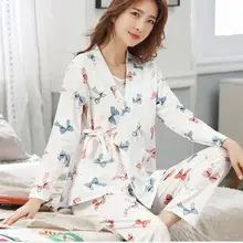 Autumn 3 PCs/Set Cotton Maternity Nursing Sleepwear Breastfeeding Nightwear for Pregnant Pregnancy Breast Feeding Pajamas Suits