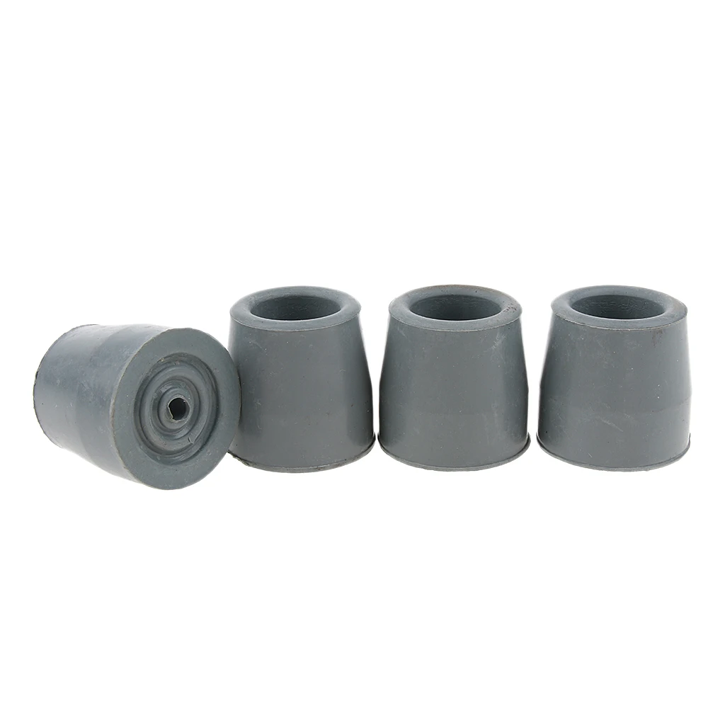 4Pcs Walking Stick Ferrule Rubber Crutch Tip Securely on Broken Ground Rock Mud Anti-Skid Crutch Sleeve Tips Protector Caps