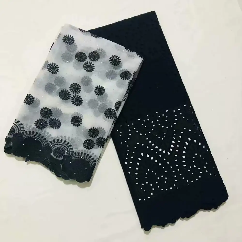 2.5 yards african milk silk lace net fabric with rhinestones yard embroidery punched hole swiss 100% cotton for dress | Дом и сад