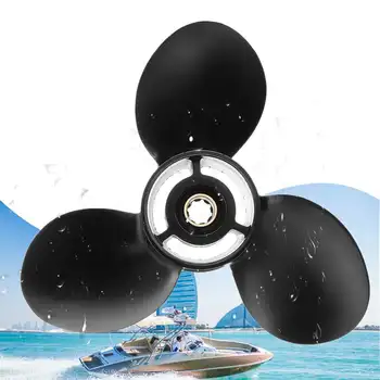 

9x10 1/2 Boat Outboard Propeller Aluminum Alloy For Mercury 6-15HP 48-828158A12 Black Marine Propeller 8 Spline Tooth 3 Blade