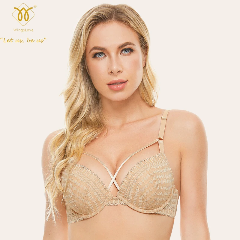 

Wingslove Sexy Lady Flora Underwire Push Up Bra Firm Support Full Coverage Bralette Soft Comfort Women's Underwear Lingerie