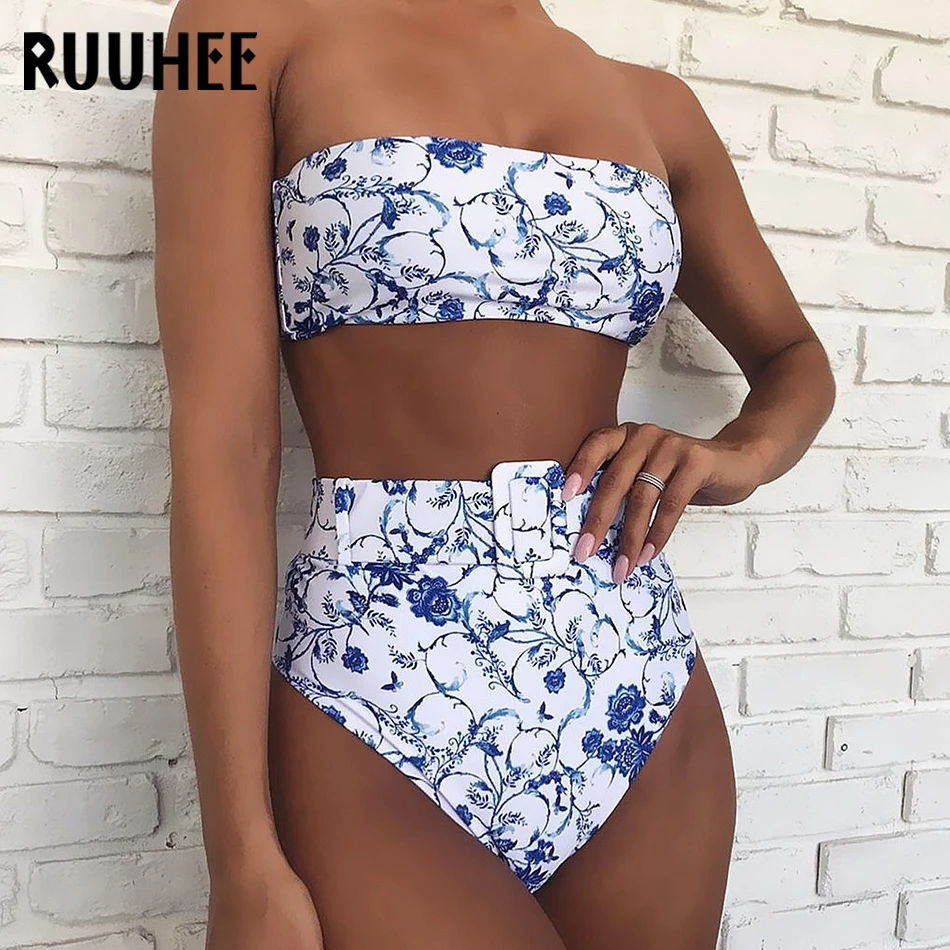 RUUHEE, бикини, бандо, купальник, пуш-ап, для женщин, сексуальный, высокая талия, бикини, набор, для бассейна, купальник, мягкий, для женщин, пляжная одежда