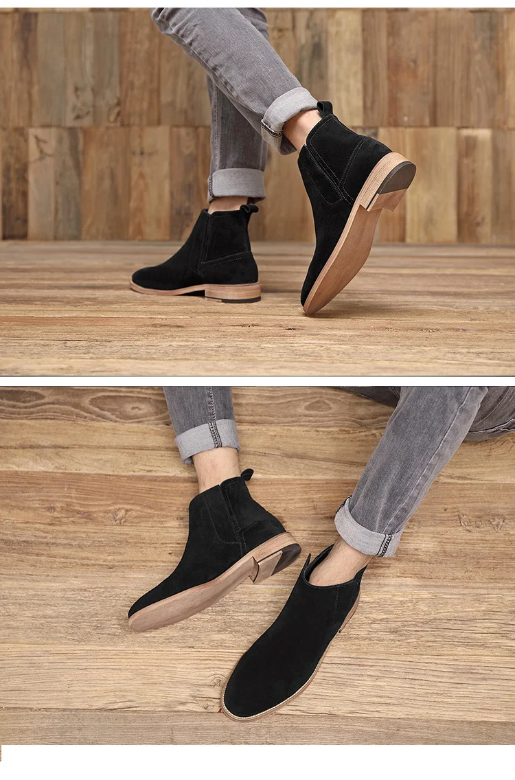 Демисезонные ботинки «Челси»; мужская повседневная ковбойская обувь из натуральной кожи; дышащие ботильоны с острым носком; zapatos hombre bota botine