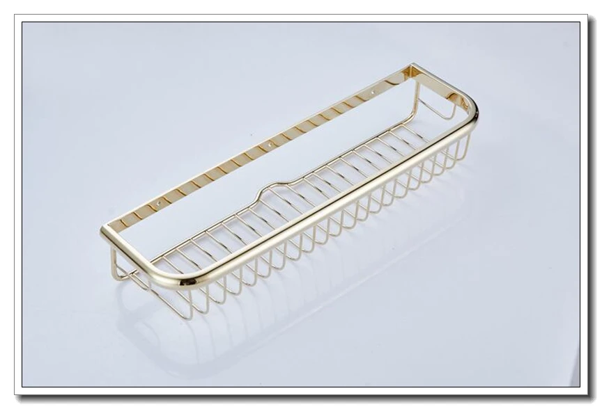 Vidric Bathroom Shelf Gold Shampoo Holder Bath Storage Bath Wall Shelves Rectangle Copper Shelf Bathroom Hardware EL21