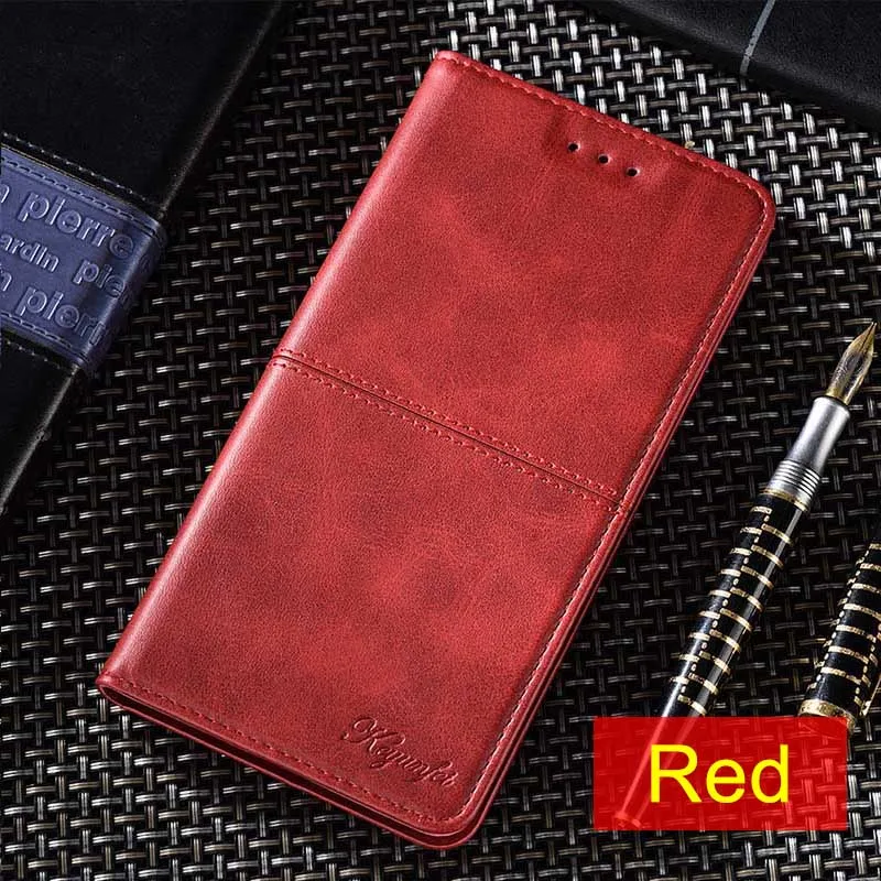 Red Кожаный чехол с откидной крышкой для Asus Zenfone 2 3 4 5 Max ZE553KL ZB552KL ZB501KL ZE554KL ZS551KL ZC554KL ZC553KL ZC520KL бумажник чехол - Цвет: Red