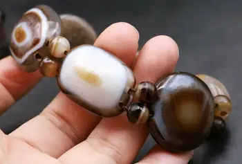

Tibetan Top Agate Ghost Goat Eye dZi Bead Bracelet Big Bangle Bracelet