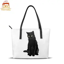 Сумка с рисунком котенка, кошки, сумки с верхней ручкой, кожаная сумка-тоут для подростков, женские сумки с принтом