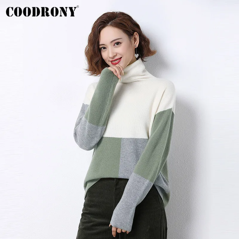COODRONY Brand New Winter Elegant Style Slim Pullover Sweater Women Knitted High Quality Turtleneck Wool Female Jumper W1146