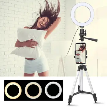 

6 Inch LED Video Ring Light 3000-5500K Dimmable Camera Photography Kit with Tripod for Mobile Phone USB Port New