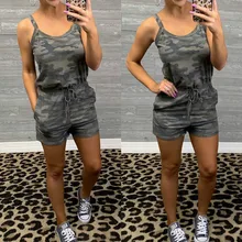 Сексуальный женский комбинезон с камуфляжным принтом, облегающий женский комбинезон с эластичной талией, женский комбинезон