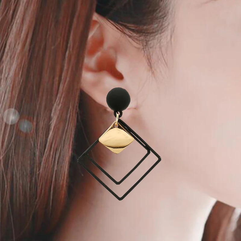 Новая мода круглые Висячие серьги корейские для женщин геометрические круглые сердца золото комплет ювелирного украшения moonrocy
