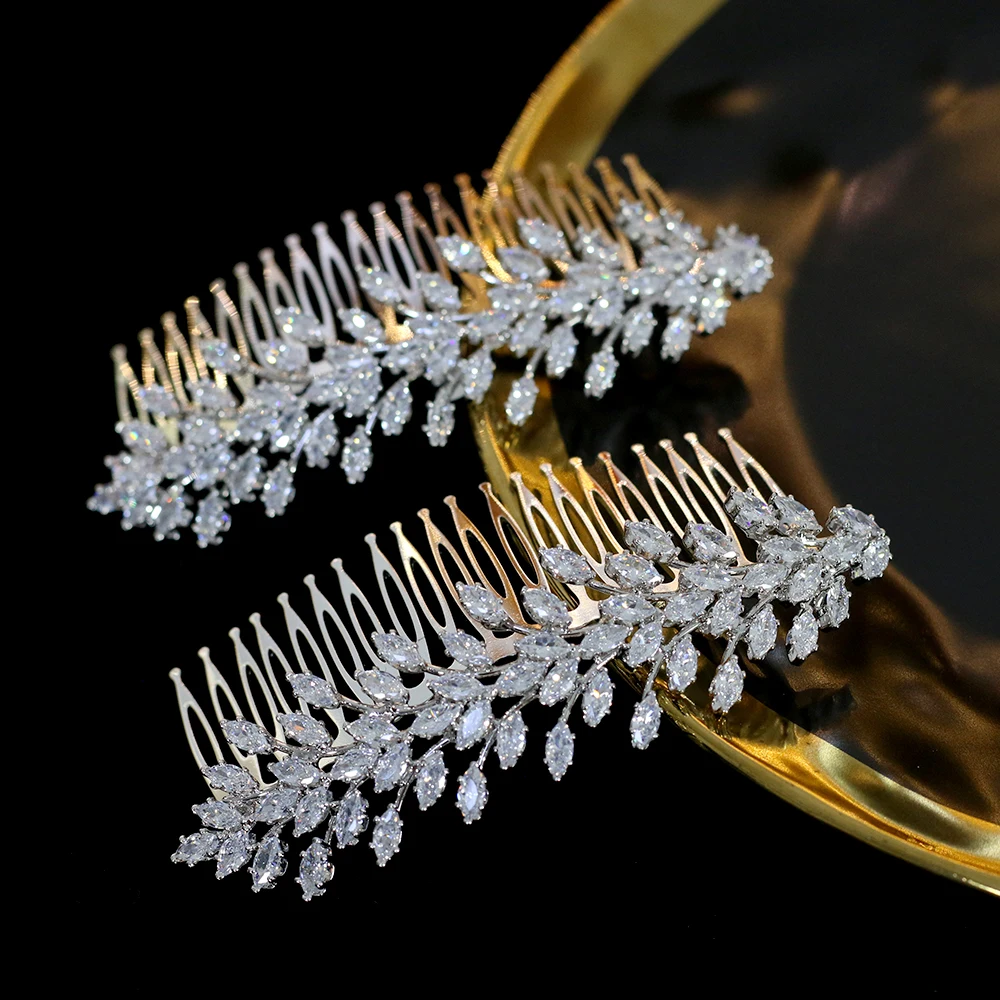 ASNORA Кристалл Свадебный гребень для волос в виде листьев девушка циркония ювелирные изделия Свадебные аксессуары для волос аксессуары для невесты