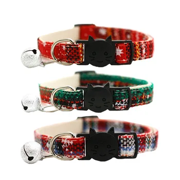 

Christmas Snow Dog Collar Cute Red small Sogs Cat Collar Polyester Buckles with Bell Adjustable Pet Collar For Dogs Supplies