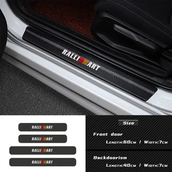 

4Pcs Car Styling Ralliart Emblem Carbon Fiber Threshold Stickers for Mitsubishi Lancer ASX Outlander Pajero Carisma L200 Galant