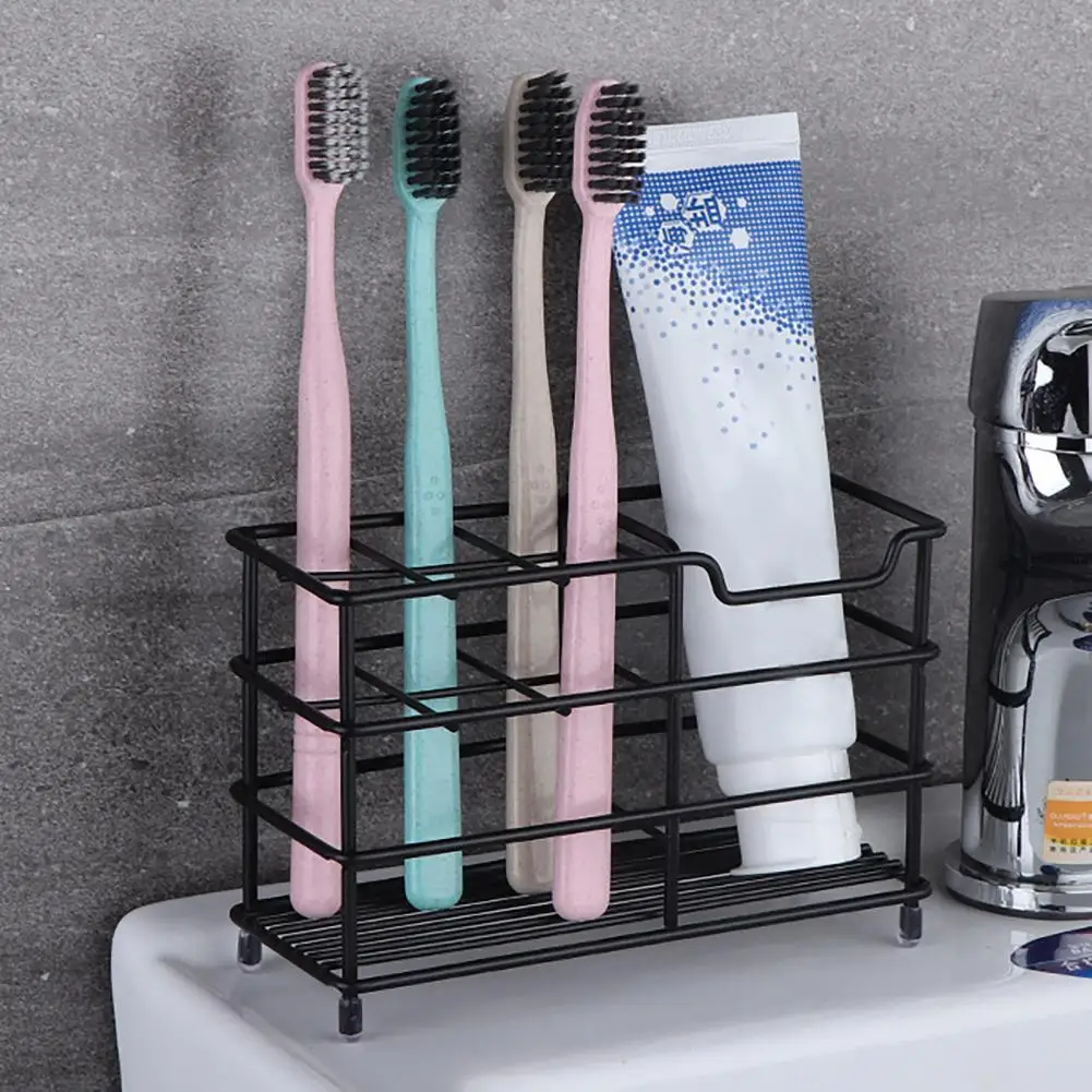 

Attractive Wear-resistant Stainless Steel Toothbrush Holder Rack Portable Organizer Rack Anti-rust for Dorm